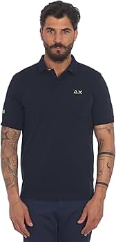 Sun68 T-Shirt Small Logo Men Polo Shirt Cotton Blue S